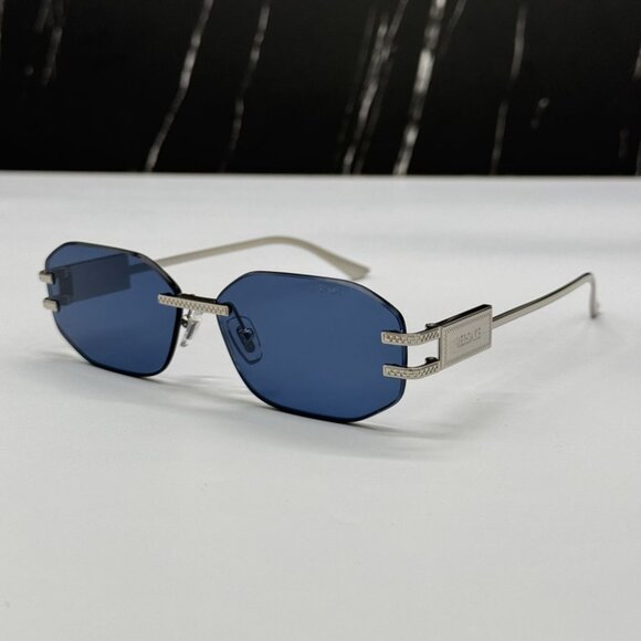 NEW VE2274 1000/80 VERSACE SILVER BLUE WOMEN VERSACE MOD 2274 100080 SUNGLASSES - Picture 4 of 12